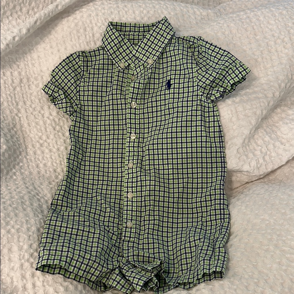 Ralph Lauren Green and Blue Button Down Shirt